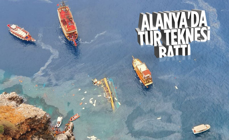 Alanya'da turist teknesi alabora oldu