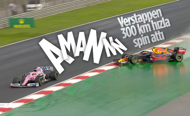 Verstappen 300 km hızla spin attı