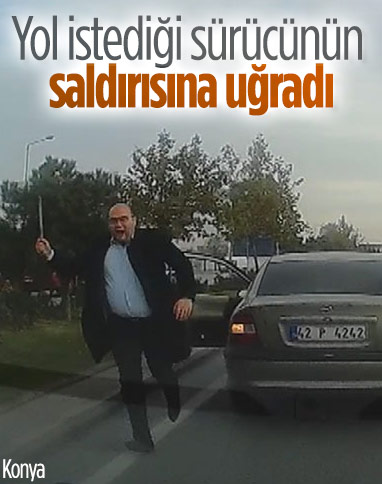 Konya'da trafikte yol verme tartışması kamerada