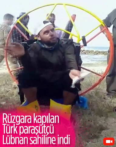 Türk paraşütçü, rüzgara kapılınca Lübnan sahiline iniş yaptı
