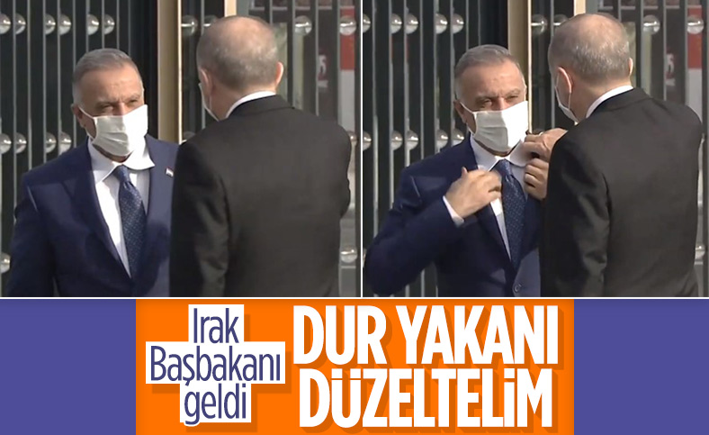 Cumhurbaşkanı Erdoğan, Kazımi'nin yakasını düzeltti