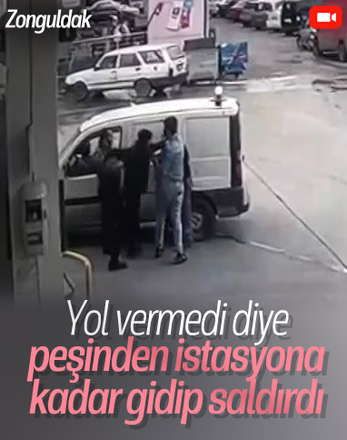 Zonguldak'ta bulunan akaryakıt istasyonunda sürücüye saldırı