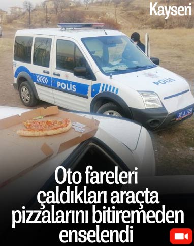 Kayseri'de otomobil hırsızları çaldıkları araçta pizza yerken yakalandı