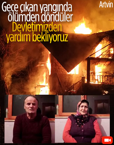 Artvin'de iki ailenin yaşadığı ev küle döndü