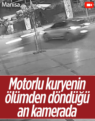 Manisa'da motorlu kuryenin ölümden döndüğü kaza anı kamerada