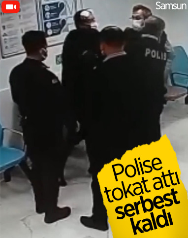 Samsun'da yardım eden polise tokat attı
