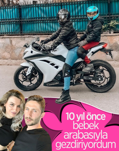 Yağmur Sarıoğlu, oğlunu motosikletle gezdirdi