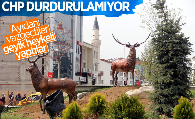 Bolu'da geyik heykelleri meydana konuldu