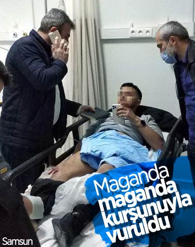 Samsun'da çatıya ateş etmek için çıktı, ayağından vuruldu