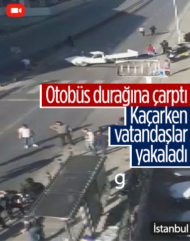 Pendik'te aşırı hızlı pikap, kontrolü kaybederek otobüs durağına çarptı