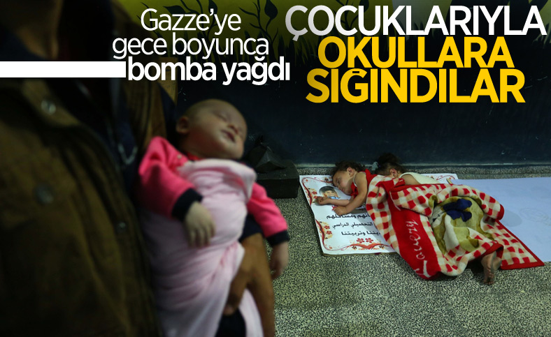 Filistinliler, İsrail bombalarından korunmak için okullara sığındı