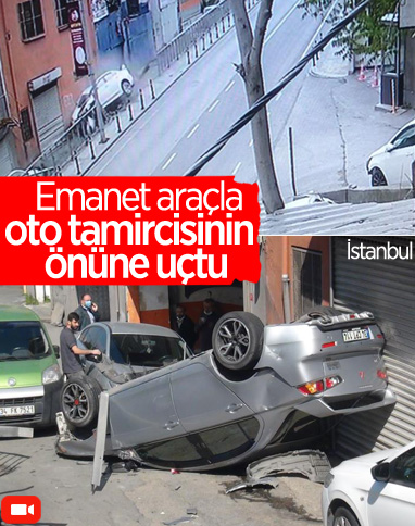 Şişli'de bariyerleri parçalayan araç kamerada