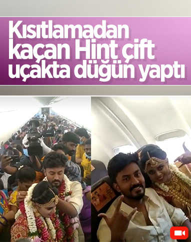 Hindistan’da bir çift uçakta düğün yaptı