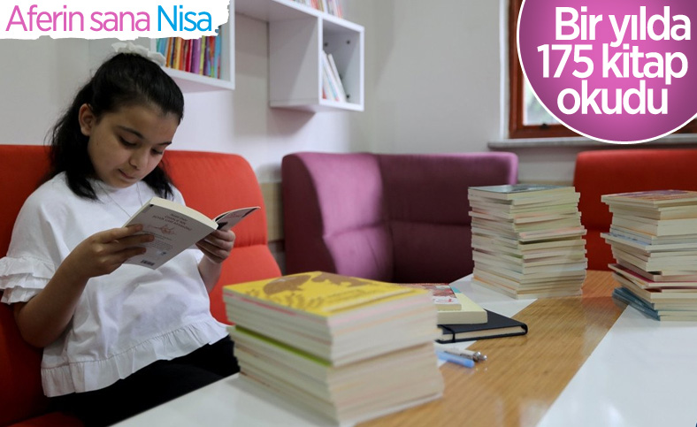 İlkokul öğrencisi Nisa 1 yılda 175 kitap okudu