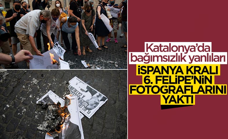 Katalonya'da bağımsızlık yanlıları İspanya Kralı'nın fotoğraflarını yaktı