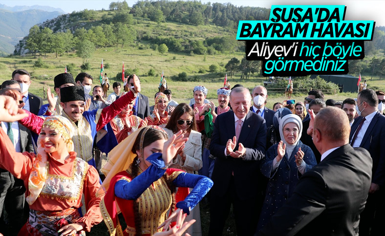 Cumhurbaşkanı Erdoğan'ın Şuşa ziyaretinden renkli görüntüler