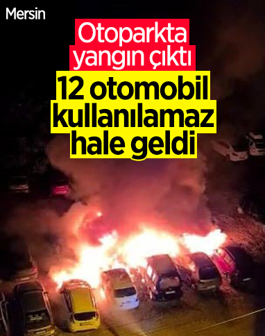 Mersin'de otoparkta çıkan yangında 12 araç kül oldu