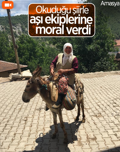 Amasya'da aşı ekipleri, eşek üstündeki yaşlı kadının şiiriyle moral buldu