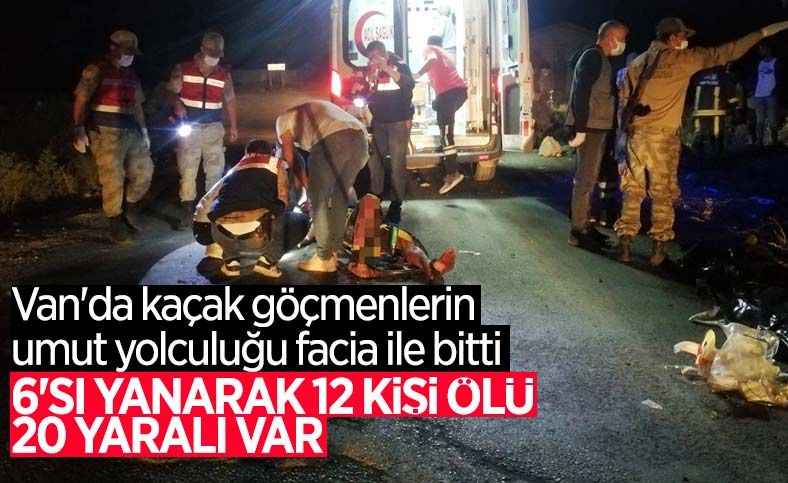 Van'da kaçak göçmen taşıyan minibüs kaza yaptı