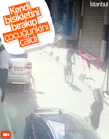 Küçükçekmece'deki hırsız, kendi bisikletini bırakıp küçük çocuğu bisikletini çaldı