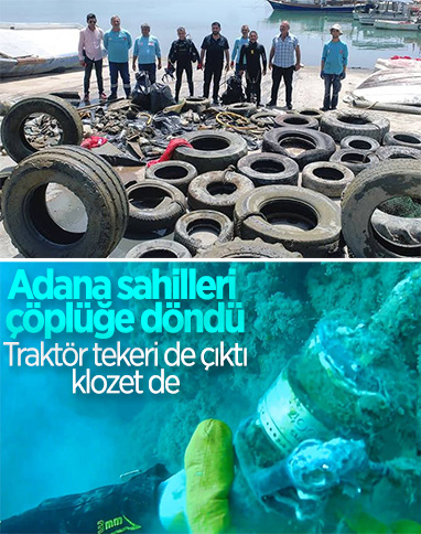Adana sahillerinden traktör tekeri de çıktı, klozet de