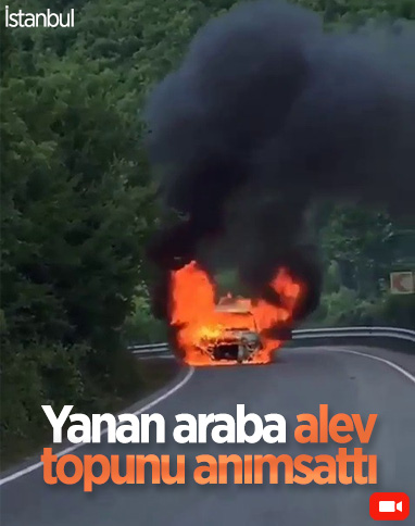 Şile'de yanan araba, alev topuna döndü