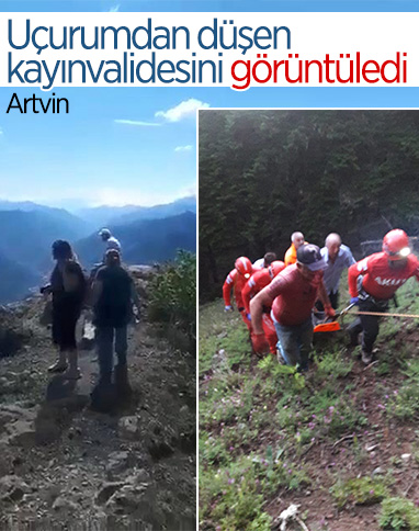 Artvin'de uçurumdan düşen kayınvalidesini görüntüledi