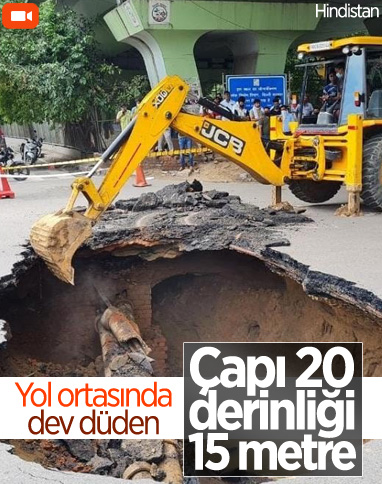 Hindistan’da yol ortasında oluşan dev düden