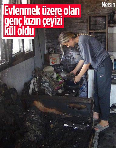 Mersin'de genç kızın çeyizi yangında kül oldu