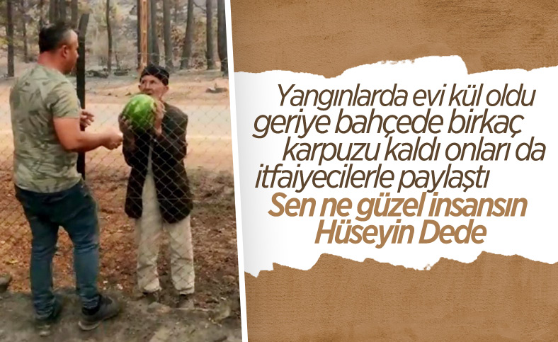 Antalya’da bahçesindeki karpuzları itfaiyeye verdi