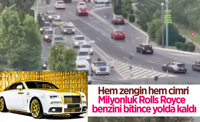 Milyonluk Rolls Royce, benzini bitince yolda kaldı