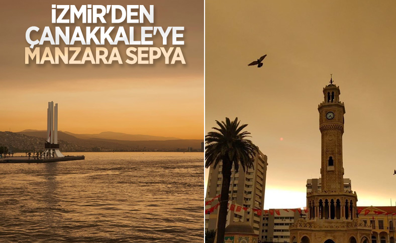 Bölgedeki yangınlar, İzmir'den Çanakkale'ye kadar gökyüzü rengini değiştirdi