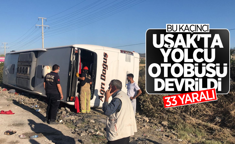 Uşak'ta otobüs şarampole yuvarlandı: 33 yaralı