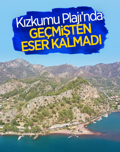 Marmaris Kızkumu Plajı çevresinde yanan ormanlık alanlar havadan görüntülendi