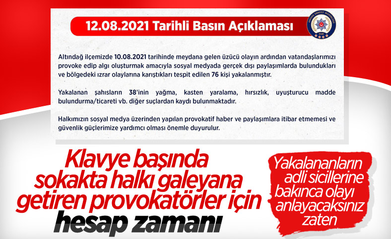 Altındağ'daki provokasyona ilişkin 76 kişi yakalandı