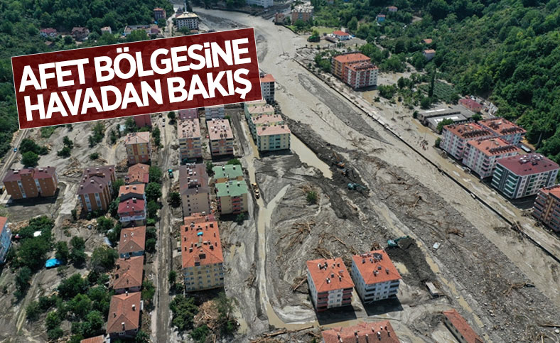 Kastamonu'nun Bozkurt ilçesinde selin yol açtığı tahribat havadan görüntülendi