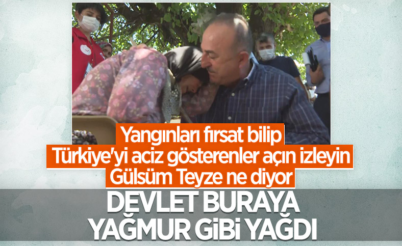 Mevlüt Çavuşoğlu'na sarılıp ağlayan yaşlı kadın: Devlet buraya yağmur gibi yağdı