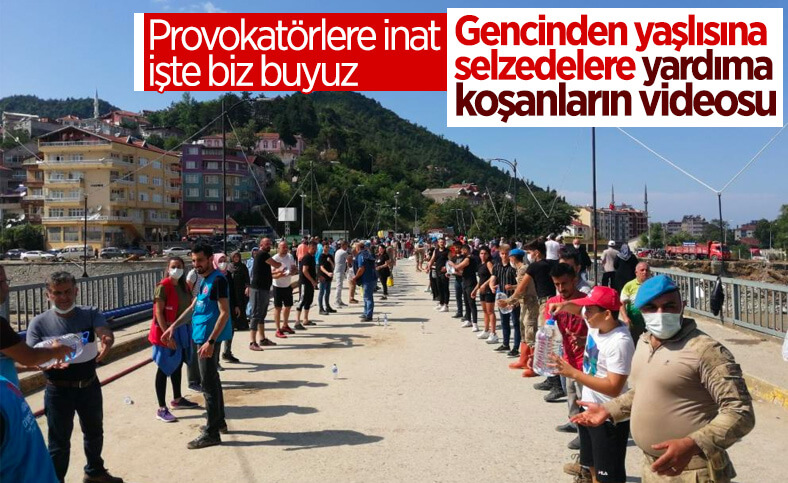 Sinop'ta yardım için insan zinciri yapıldı