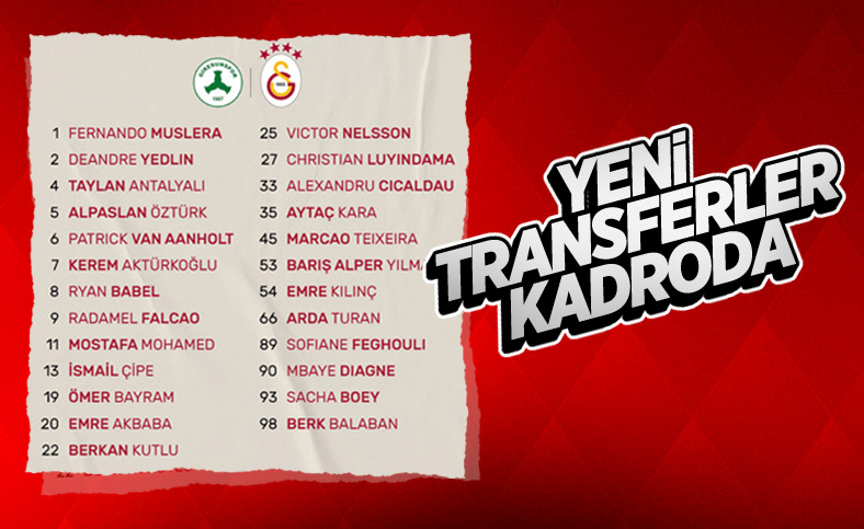 Galatasaray'ın Giresunspor maçı kadrosu açıklandı