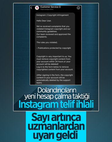 Instagram'dan gelen sahte destek mesajlarına dikkat