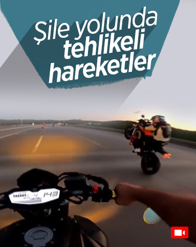 Şile yolunda motosiklet sürücülerinin tehlikeli anları