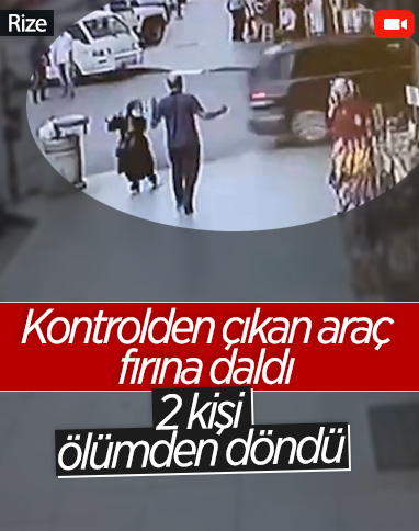 Rize’de kontrolden çıkan araç fırına daldı