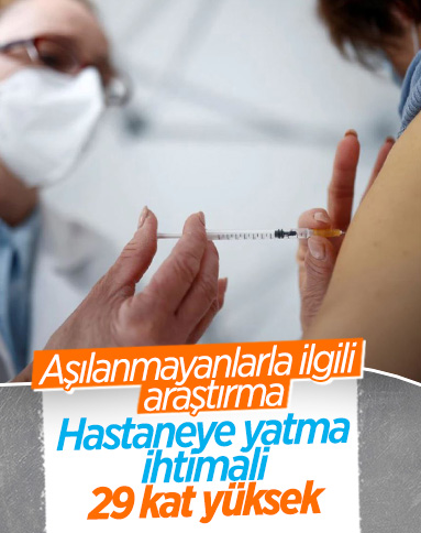 Korona aşısı yaptırmayanların hastaneye yatma olasılığı 29 kat fazla
