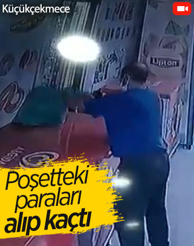Küçükçekmece'de market sahibinin parasını alıp kaçan hırsız kamerada