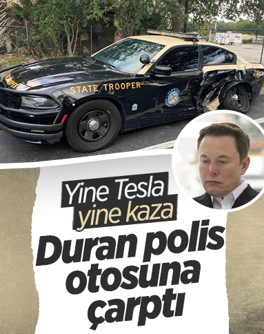 Tesla aracı polis arabasına çarptı: 2 yaralı