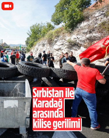 Karadağ’da Sırp Ortodoks Kilisesi'nin taht töreni protestosu