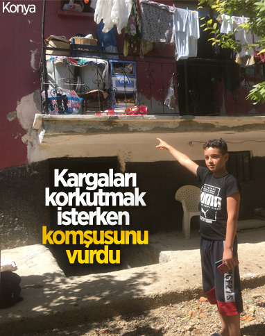 Konya'da kargaları korkutmaya çalışmanın sonu hastanede bitti