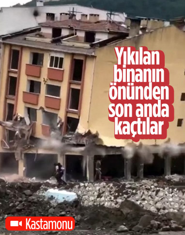 Kastamonu'da binaların yıkımı esnasında enkazdan son anda kaçtılar