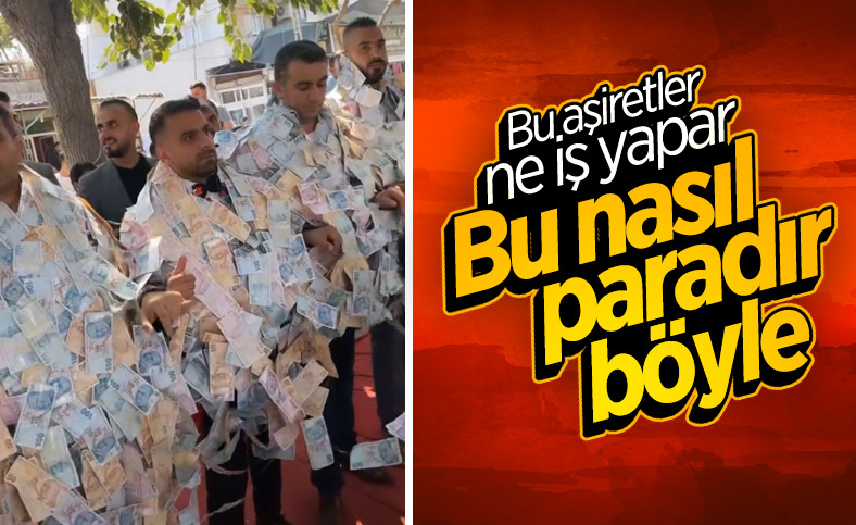 Aşiret düğününde damat, paraları taşımakta zorlandı