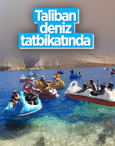 Taliban üyeleri kuğulu deniz bisikletinde görüntülendi